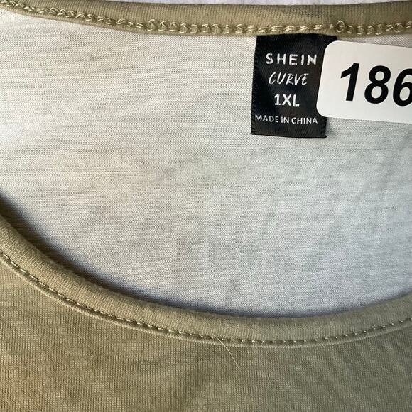 SHEIN Women’s 3/4 Sleeve Screw -neck Stretchy Blouse size XL, Floral Green - Picture 3 of 6